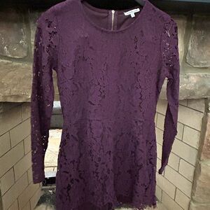 Romper-jumper Purple Lace Long Sleeve shorts-Charlotte Russe—medium